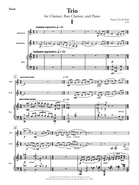 Van de Vate: Trio (Version for Clarinet, Bass Clarinet, and Piano)