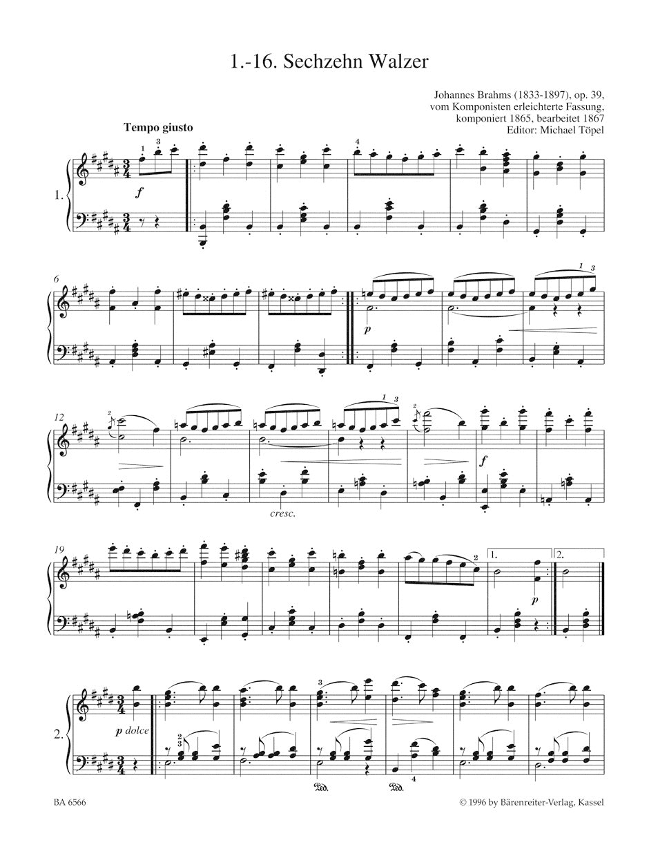 Brahms: Easy Piano Pieces and Dances