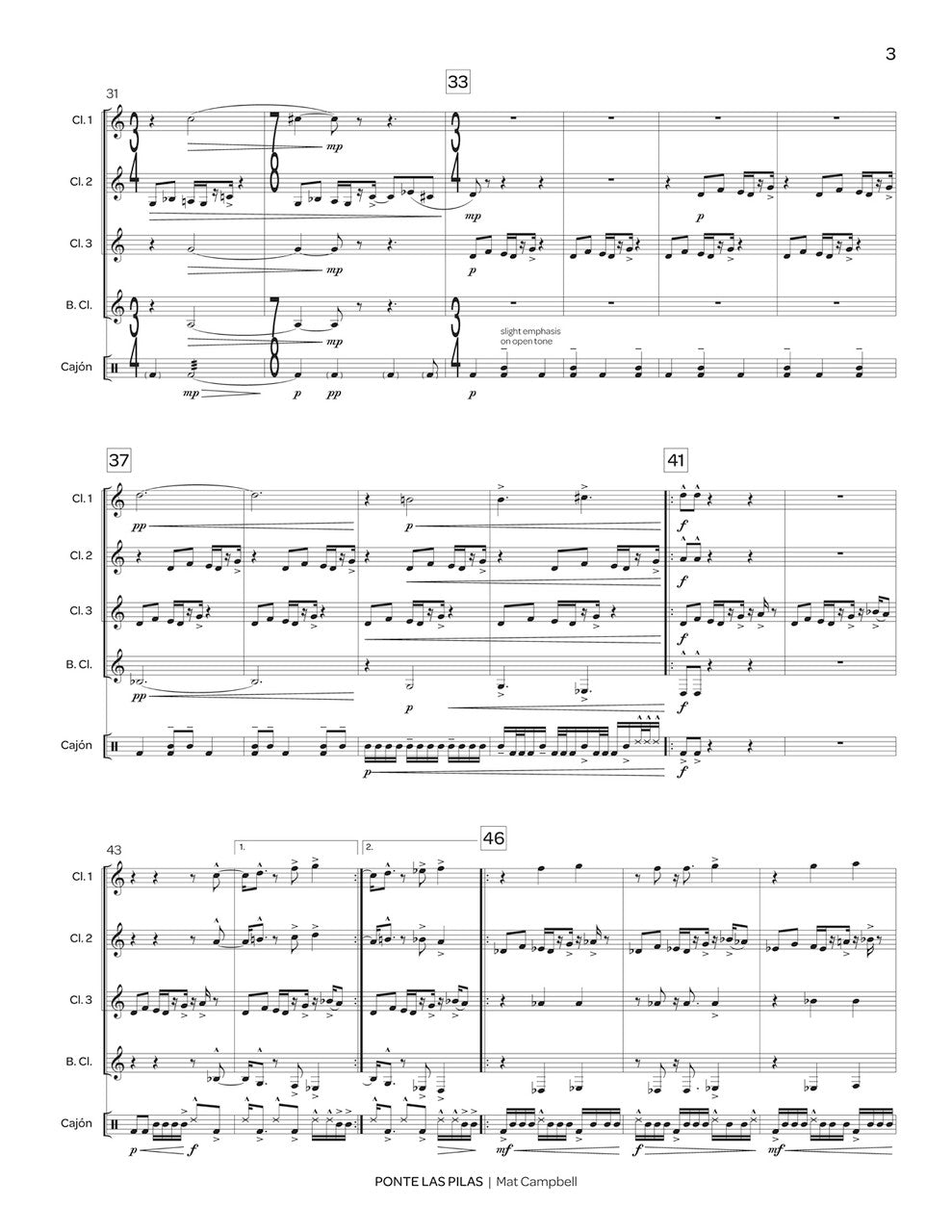 Campbell: Ponte las Pilas (Version for Clarinet Quartet)
