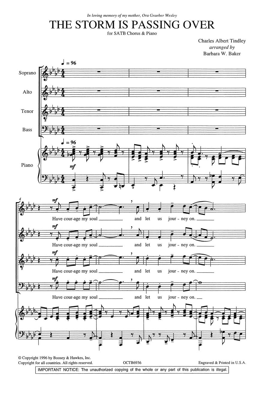 Tindley: The Storm Is Passing Over (arr. for SATB & piano)