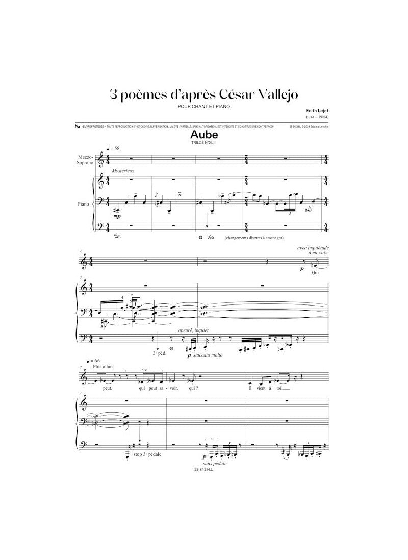 Lejet: 3 Poèmes d'après César Vallejo
