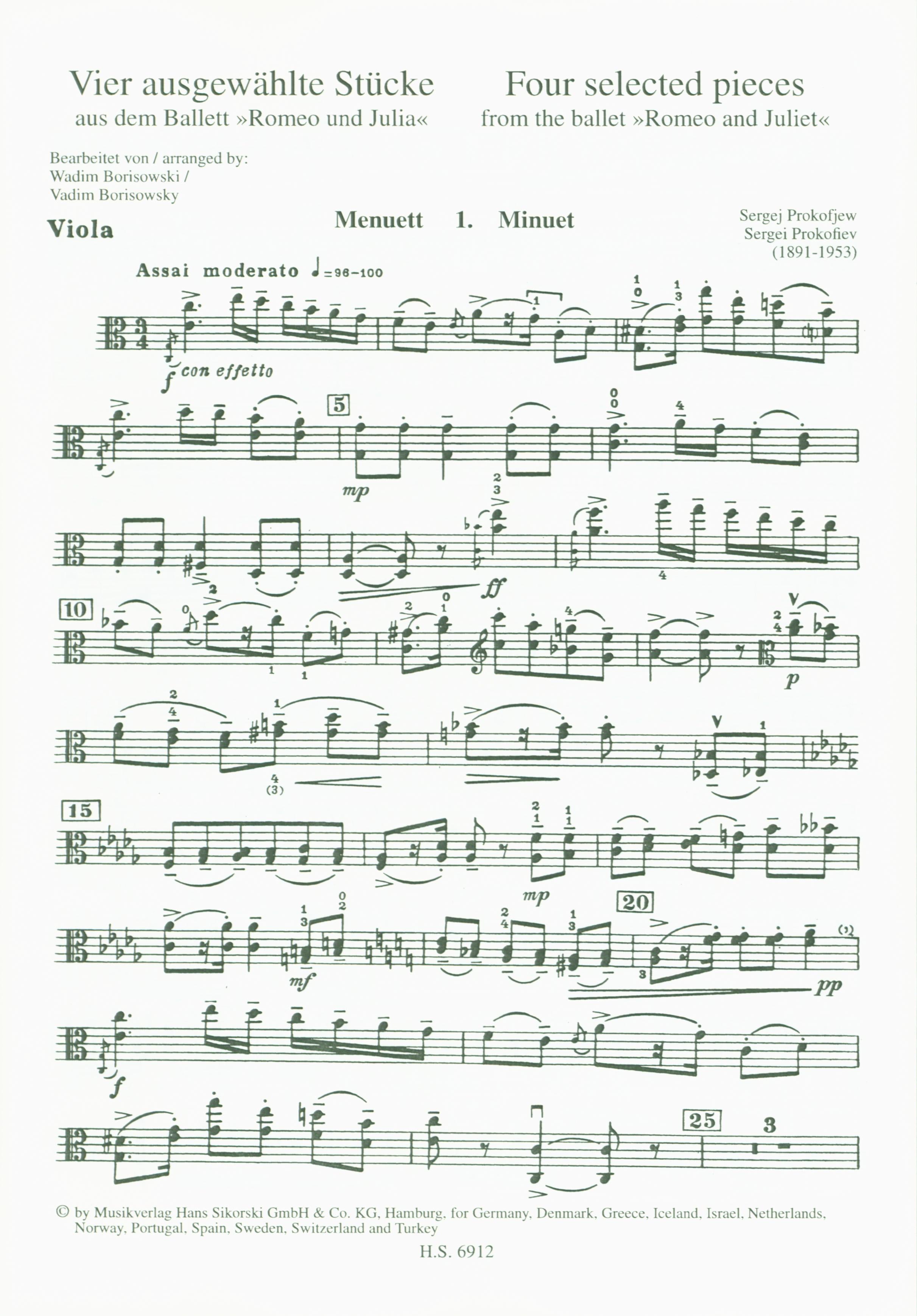 Prokofiev: 4 Pieces from Romeo and Juliet (arr. for viola & piano