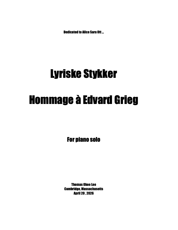 Lee: Lyriske Stykker