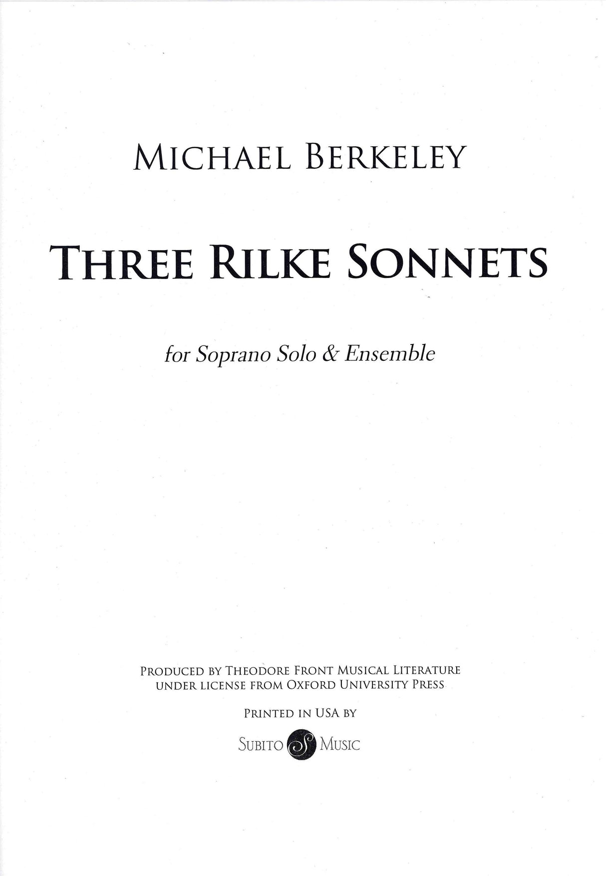 M. Berkeley: Three Rilke Sonnets