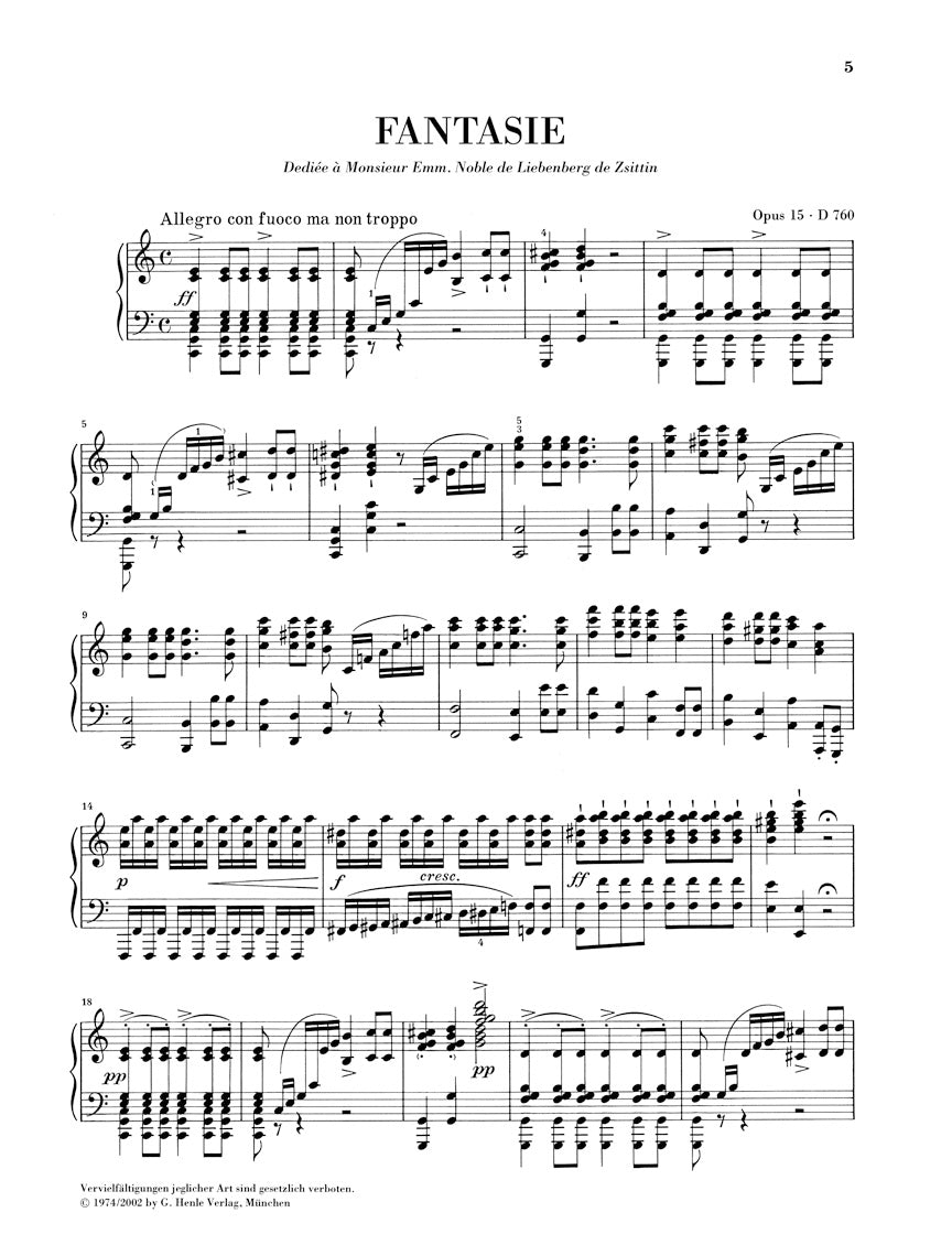 Schubert: Fantasy in C Major, Op. 15, D 760 (