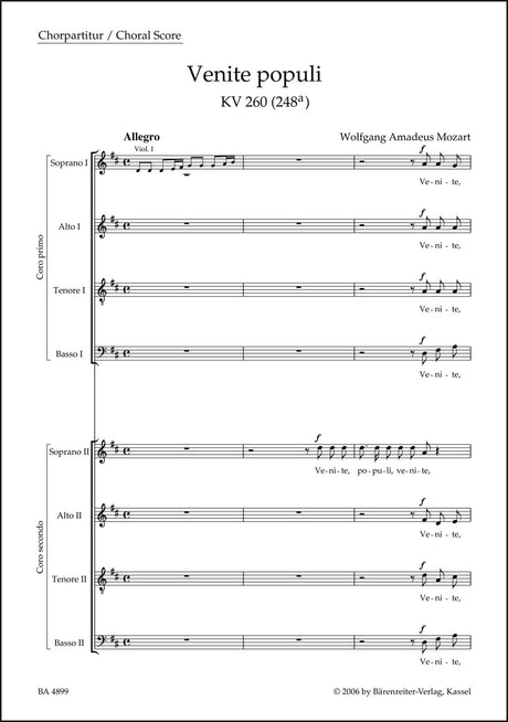 Mozart: Venite populi, K. 260 (248a)