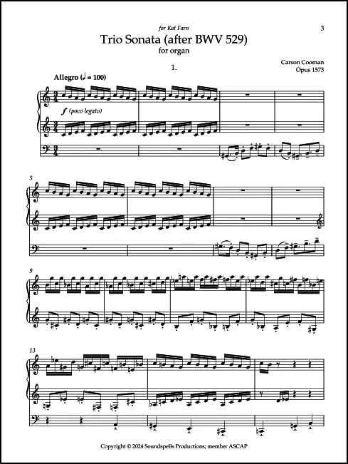 Cooman: Trio Sonata (after BWV 529)