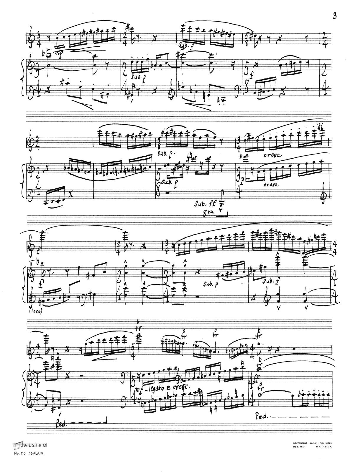 Sollberger: Duo for Flute and Piano