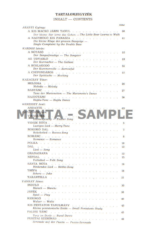 Works by Hungarian Composers - Book 1