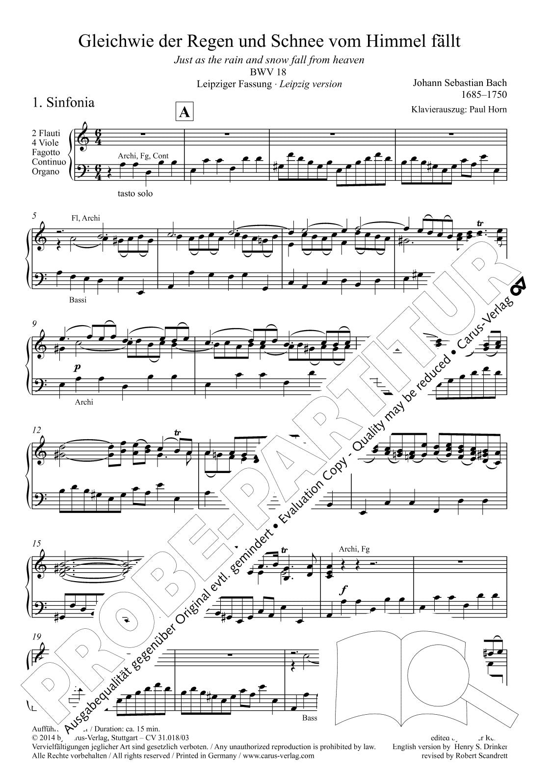 Bach: Gleichwie der Regen and Schnee, BWV 18