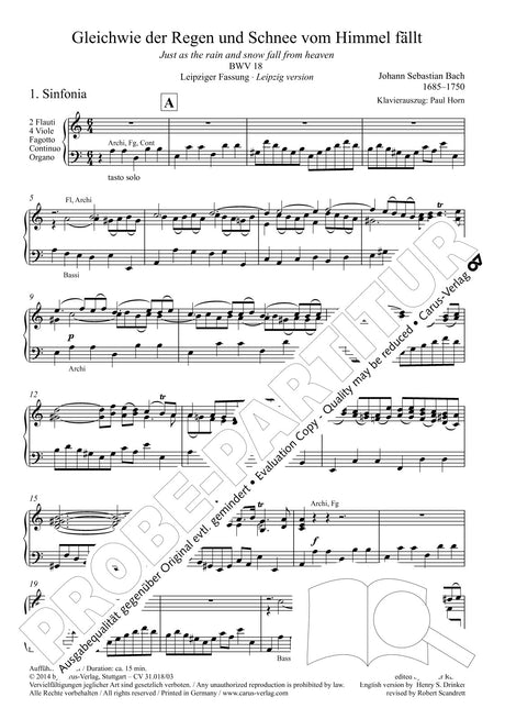 Bach: Gleichwie der Regen and Schnee, BWV 18