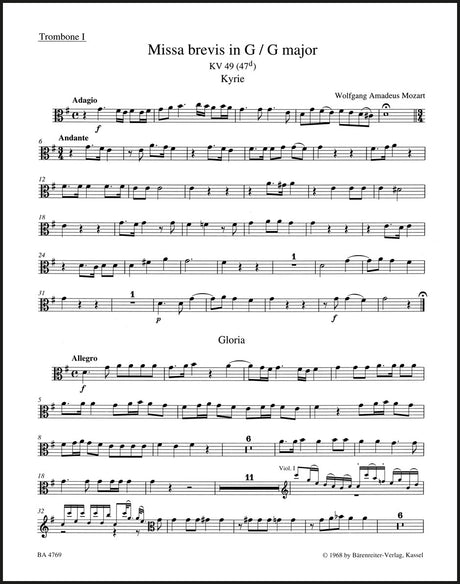 Mozart: Missa brevis in G Major, K. 49 (47d)