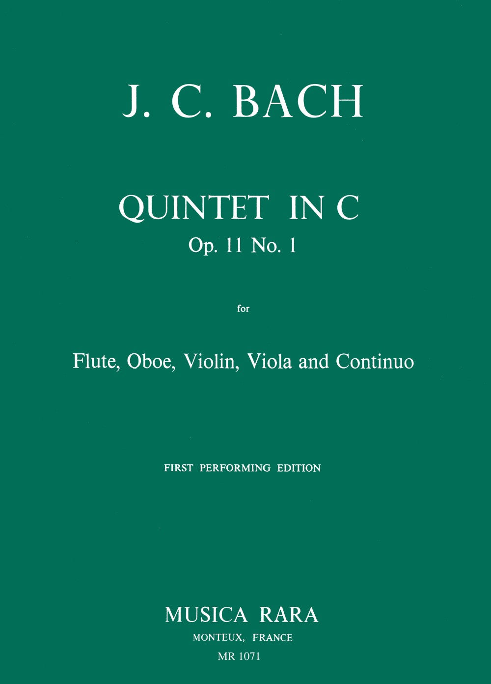 J.C. Bach: Quintet in C Major, Op. 11, No. 1