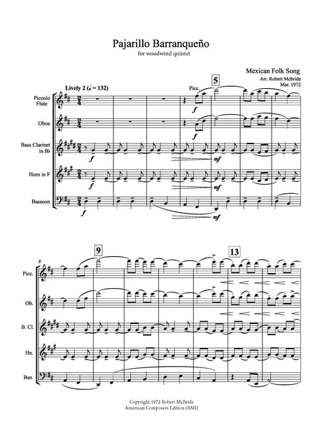 Pajarillo Barranqueño (arr. for wind quintet)