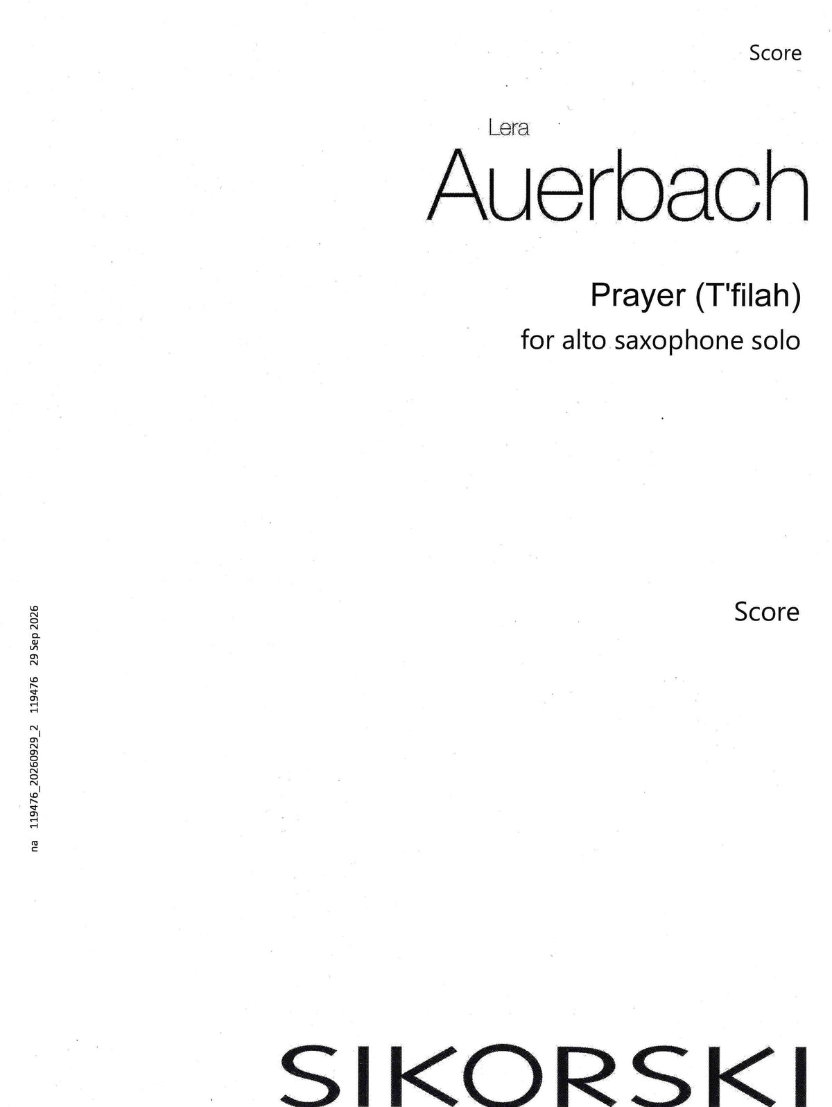Auerbach: T'filah (Version for Alto Sax)