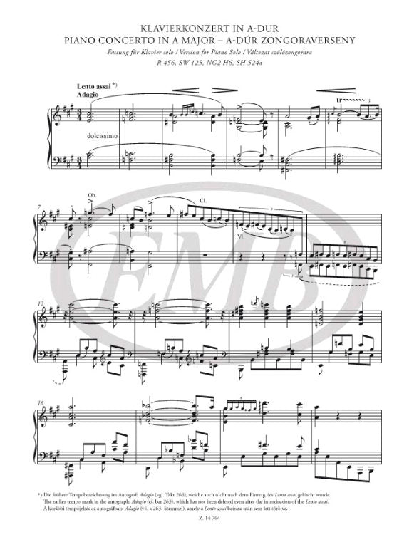 Liszt: Piano Concerto in A Major for Solo Piano and Other Piano Works
