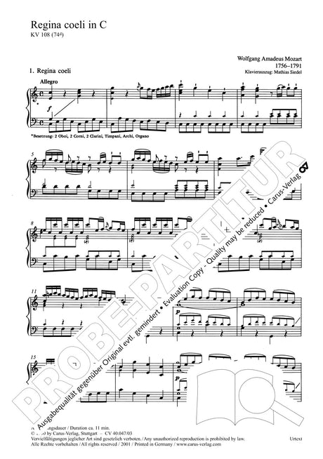 Mozart: Regina coeli, K. 108 (74d)