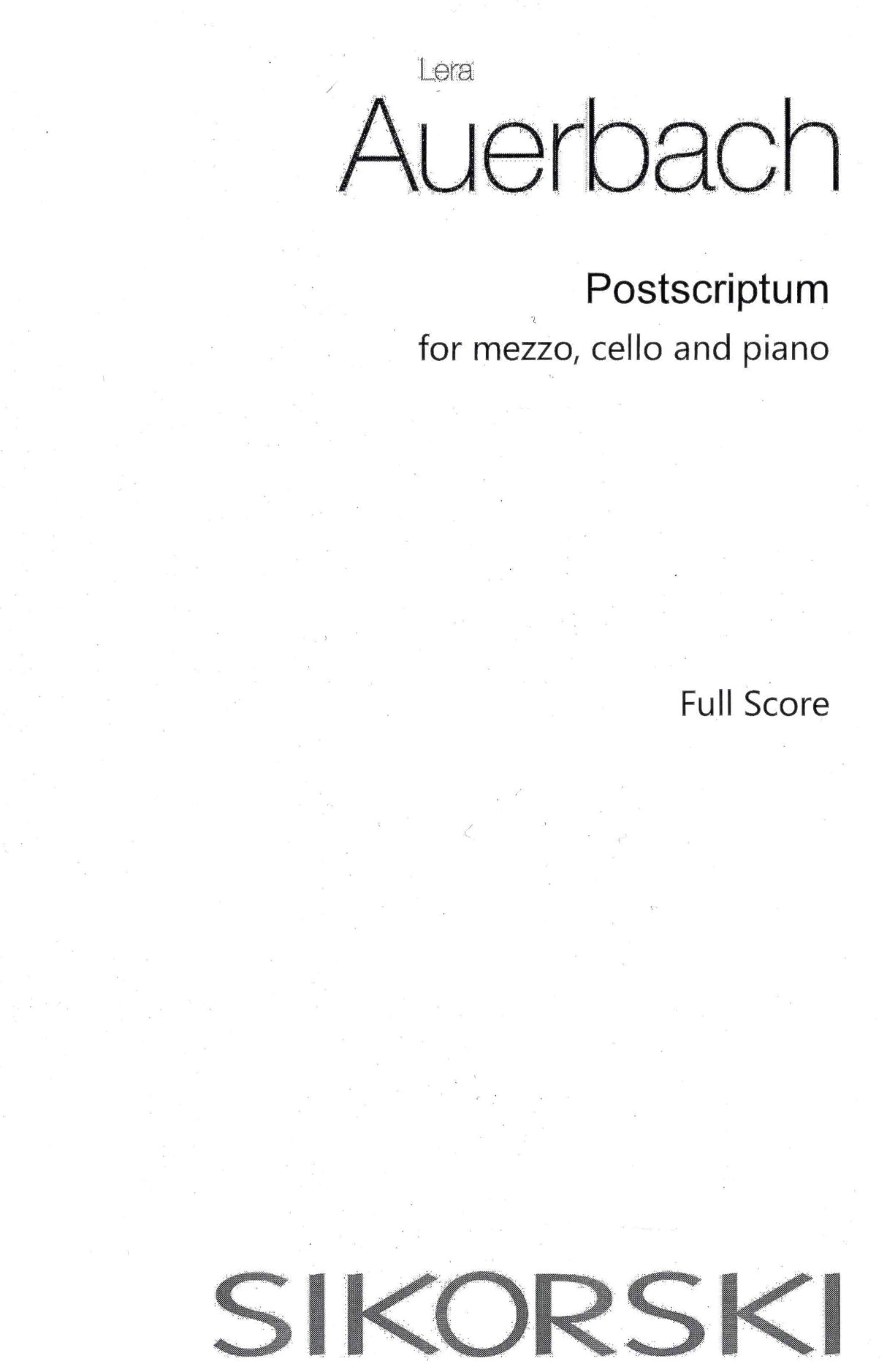 Auerbach: Postscriptum