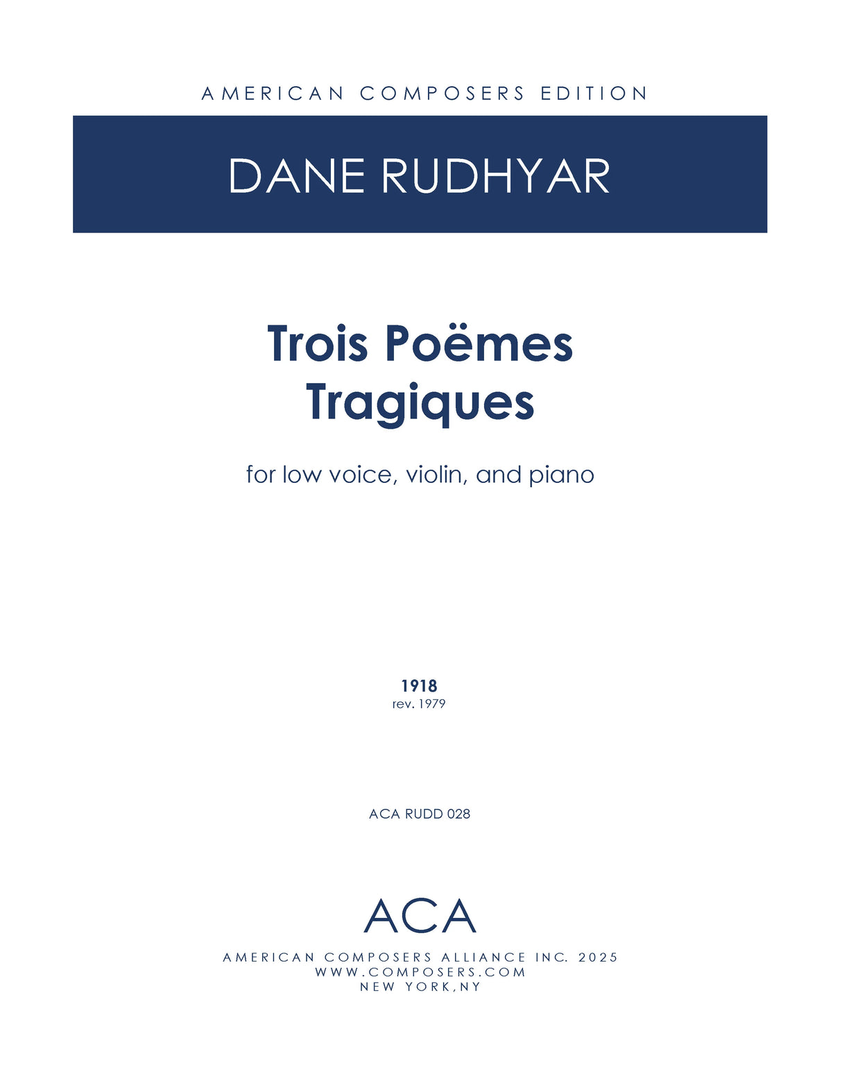 Rudhyar: 3 Poemes Tragiques