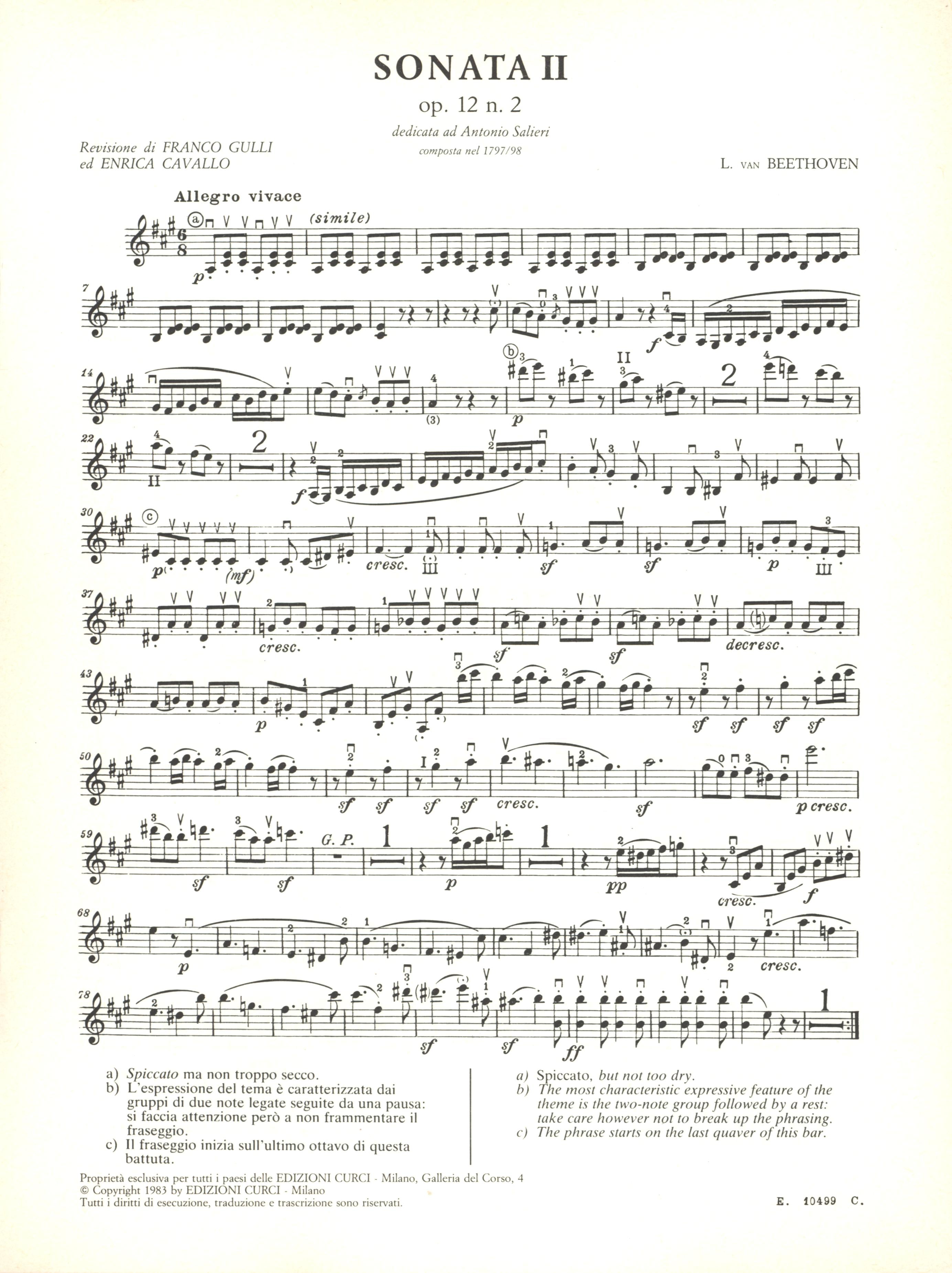 Beethoven: Violin Sonata in A Major, Op. 12, No. 2 – Ficks Music