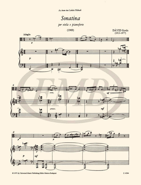 Dávid: Sonatina for Viola & Piano