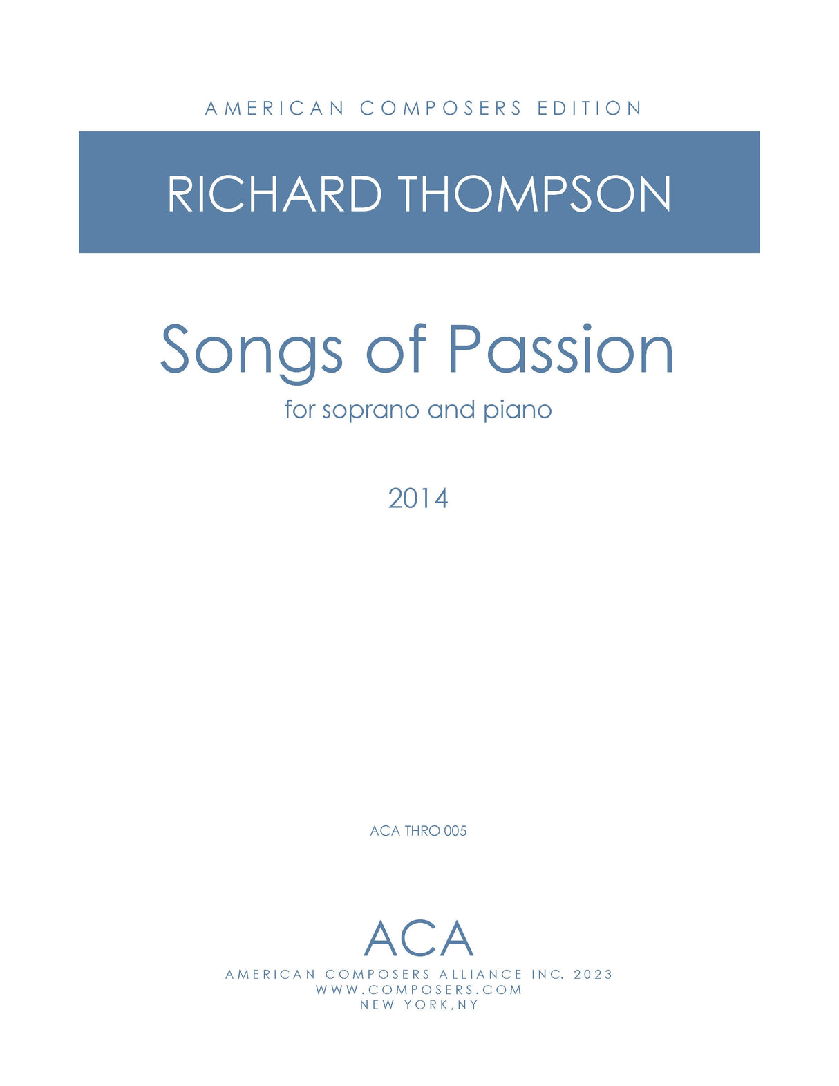Thompson: Songs of Passion