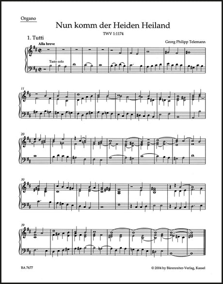 Telemann: Nun komm der Heiden Heiland, TWV 1:1174