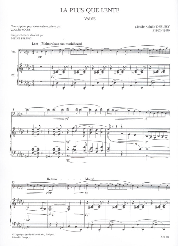 Debussy: La plus que lente (arr. for cello & piano)