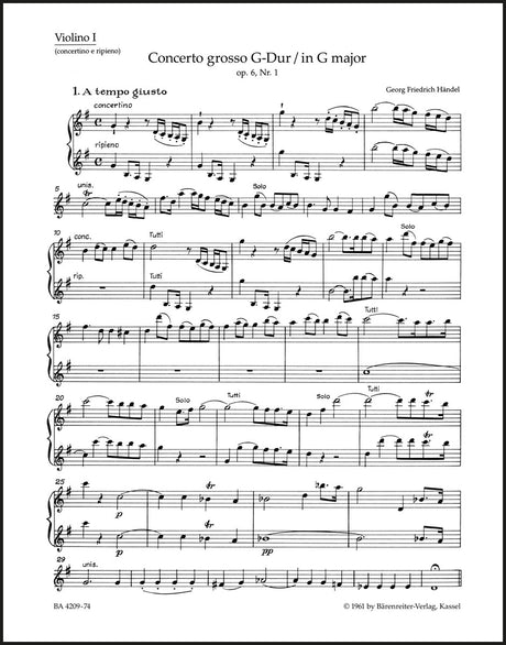 Handel: Concerto grosso in G Major, HWV 319, Op. 6, No. 1