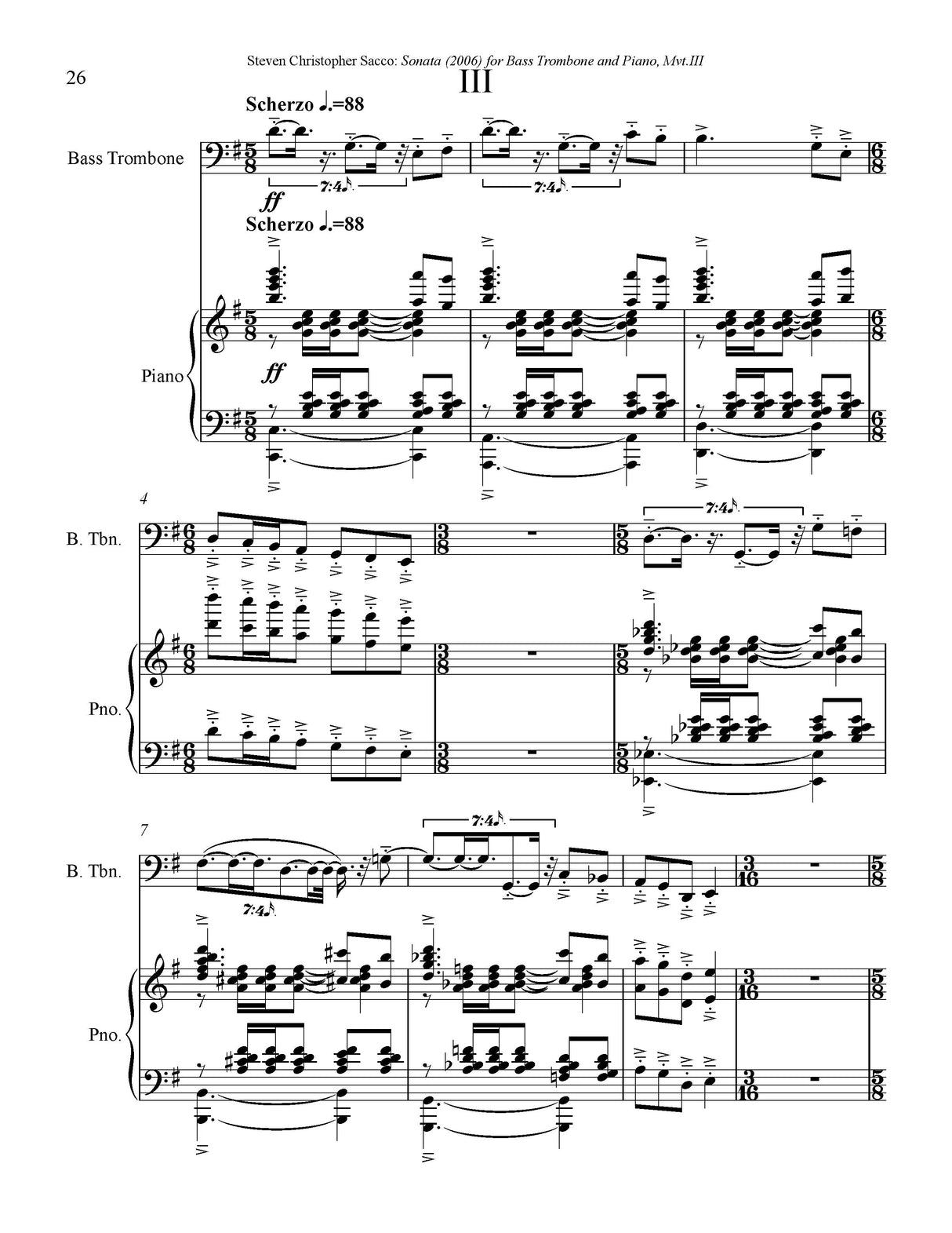 Sacco: Bass Trombone Sonata