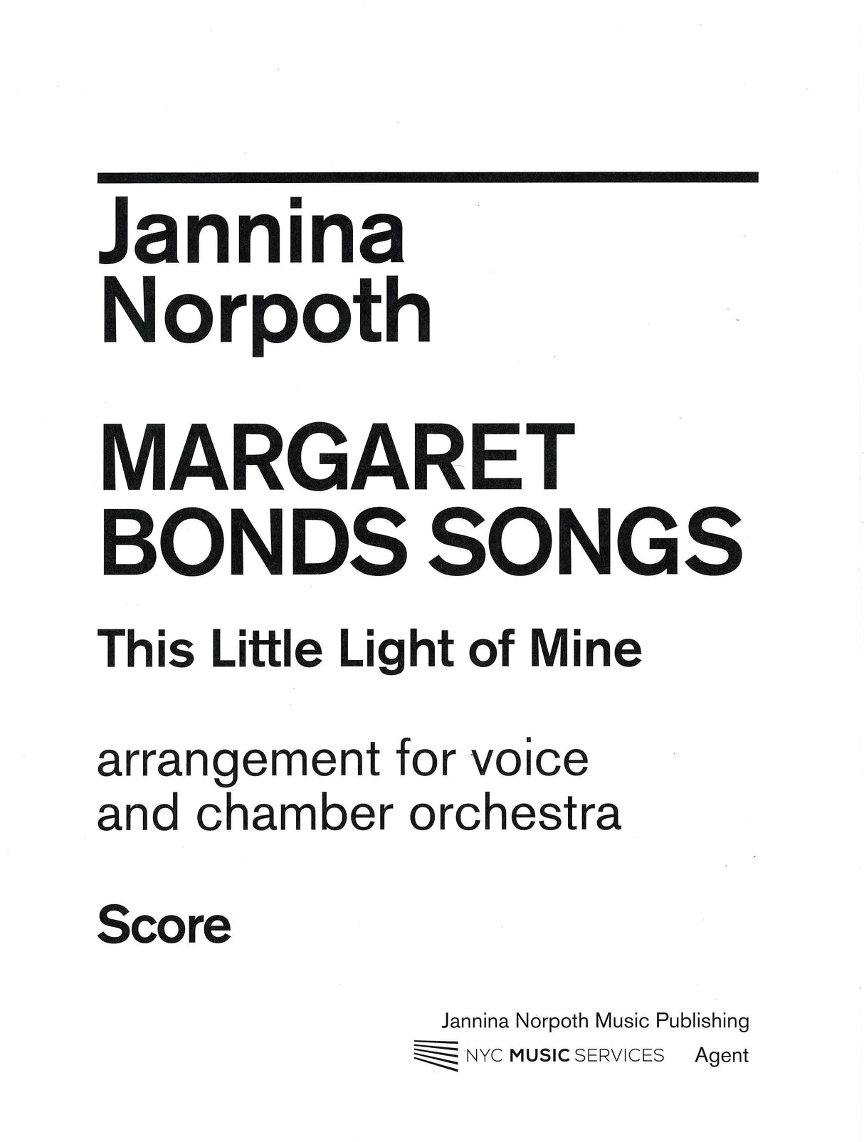 Bonds-Norpoth: This Little Light of Mine (arr. for soprano & chamber orchestra)