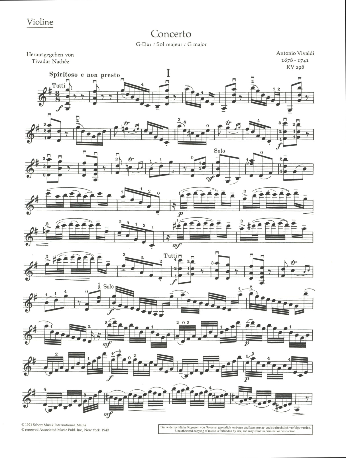 Vivaldi: Violin Concerto in G Major, RV 298