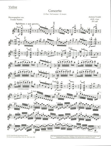Vivaldi: Violin Concerto in G Major, RV 298