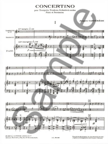 Castérède: Concertino for Trumpet, Trombone, String Orchestra, Piano and Percussion