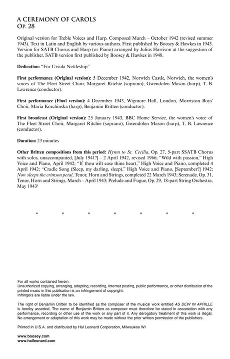 Britten: As Dew in Aprille from "A Ceremony of Carols" (arr. for SATB)