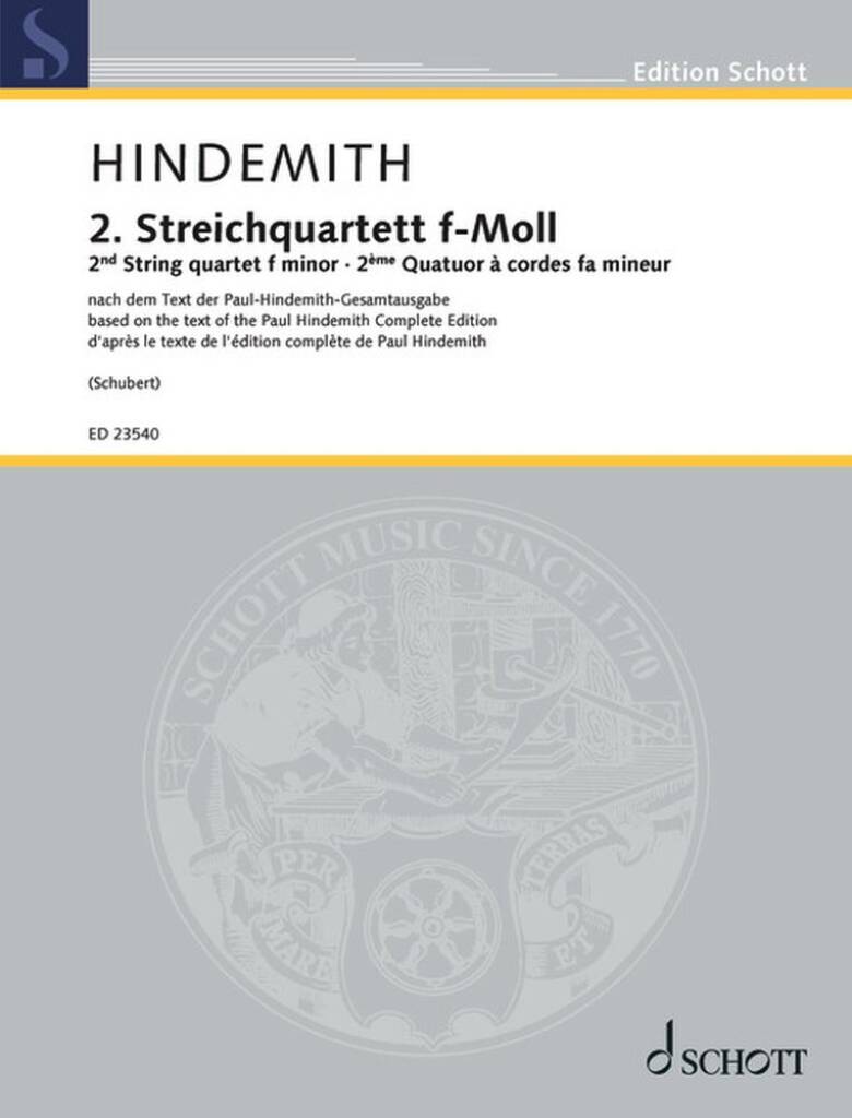 Hindemith: String Quartet No. 2 in F Minor, Op. 10