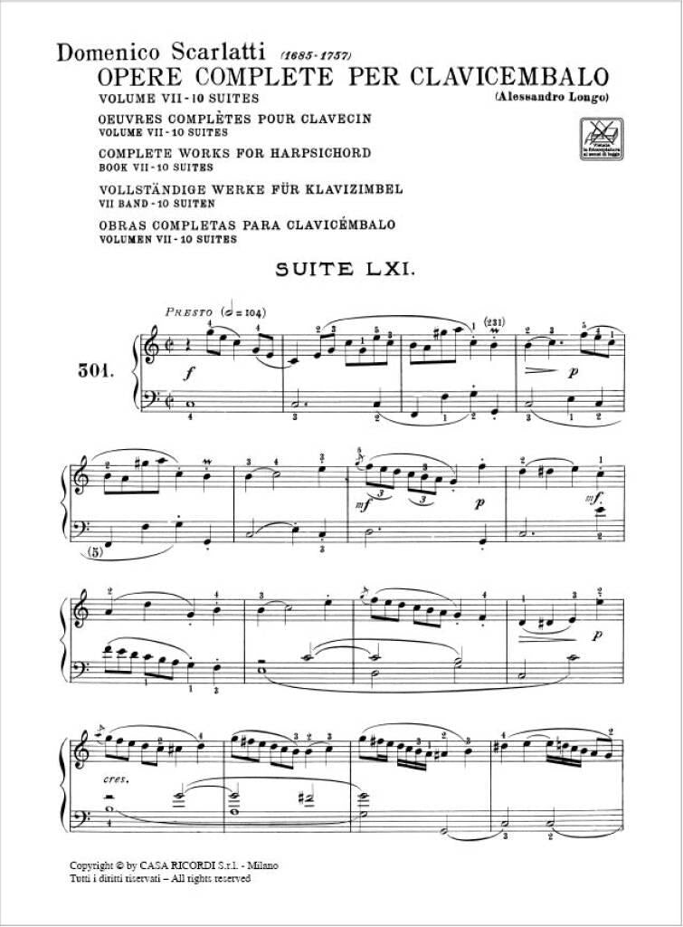 Scarlatti: Keyboard Sonatas – Volume 7 (L. 301-350) – Ficks Music