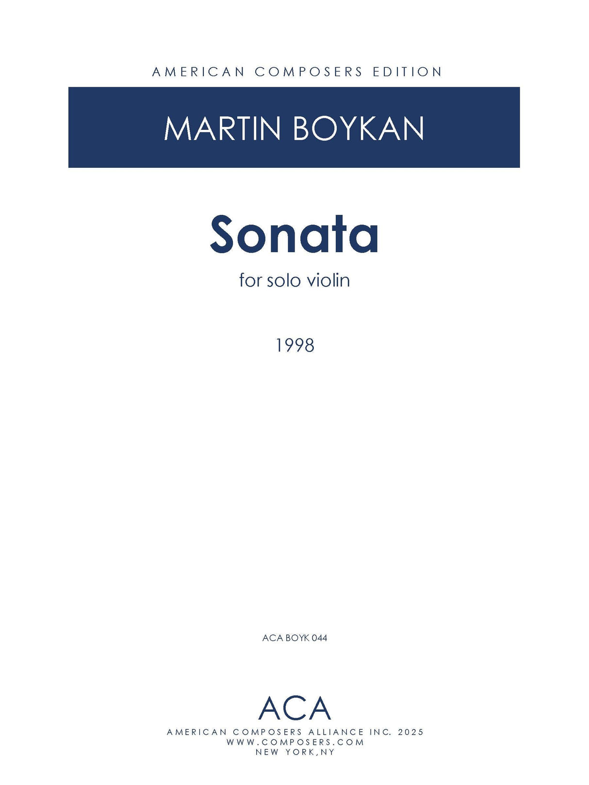 Boykan: Sonata for Solo Violin