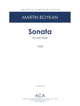 Boykan: Sonata for Solo Violin