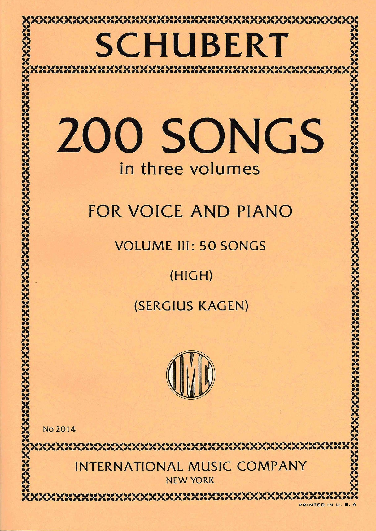 Schubert: 200 Songs. - Volume III. 50 Songs
