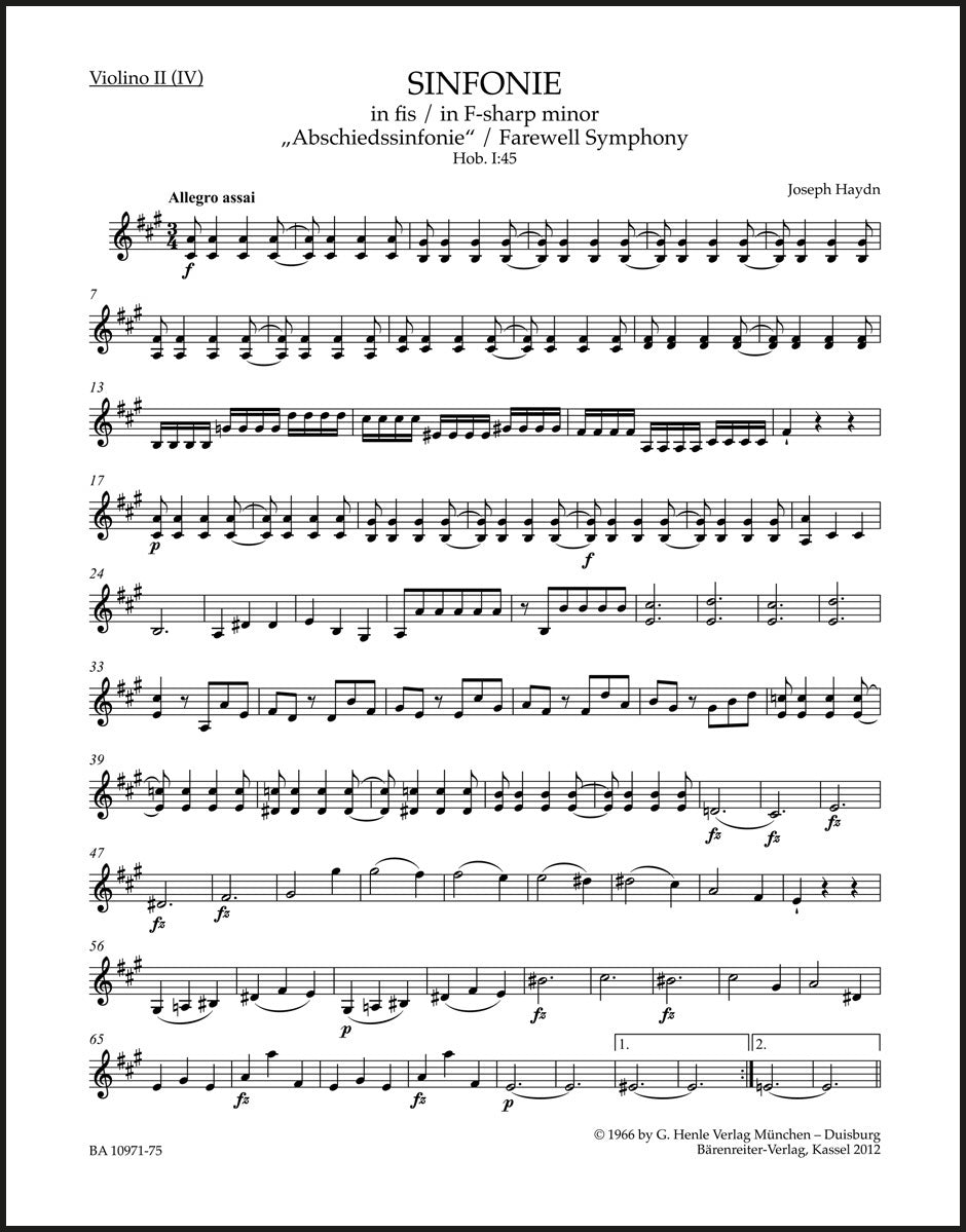 Haydn: Symphony in F-sharp Minor, Hob. I:45 – Ficks Music