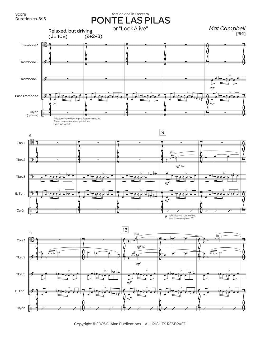 Campbell: Ponte las Pilas (Version for Trombone Quartet)