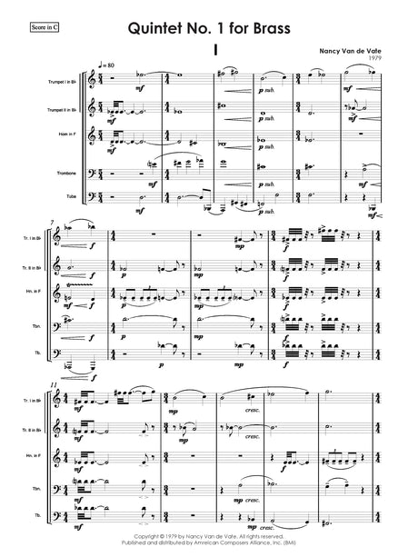 Van de Vate: Quintet No. 1 for Brass