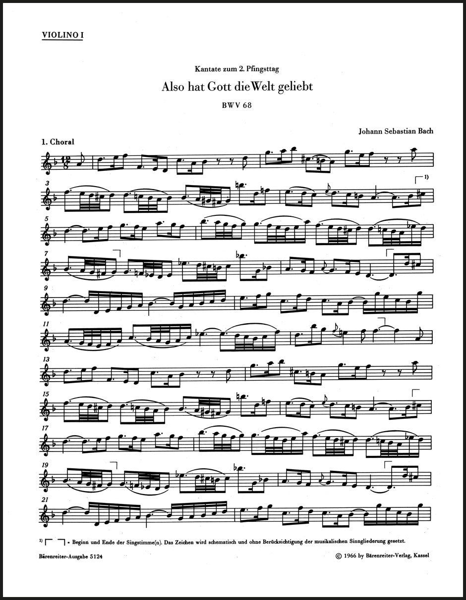 Bach: Also hat Gott die Welt geliebt, BWV 68 – Ficks Music