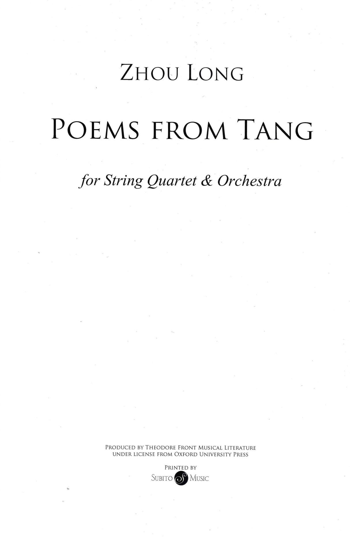 Zhou Long: Poems from Tang