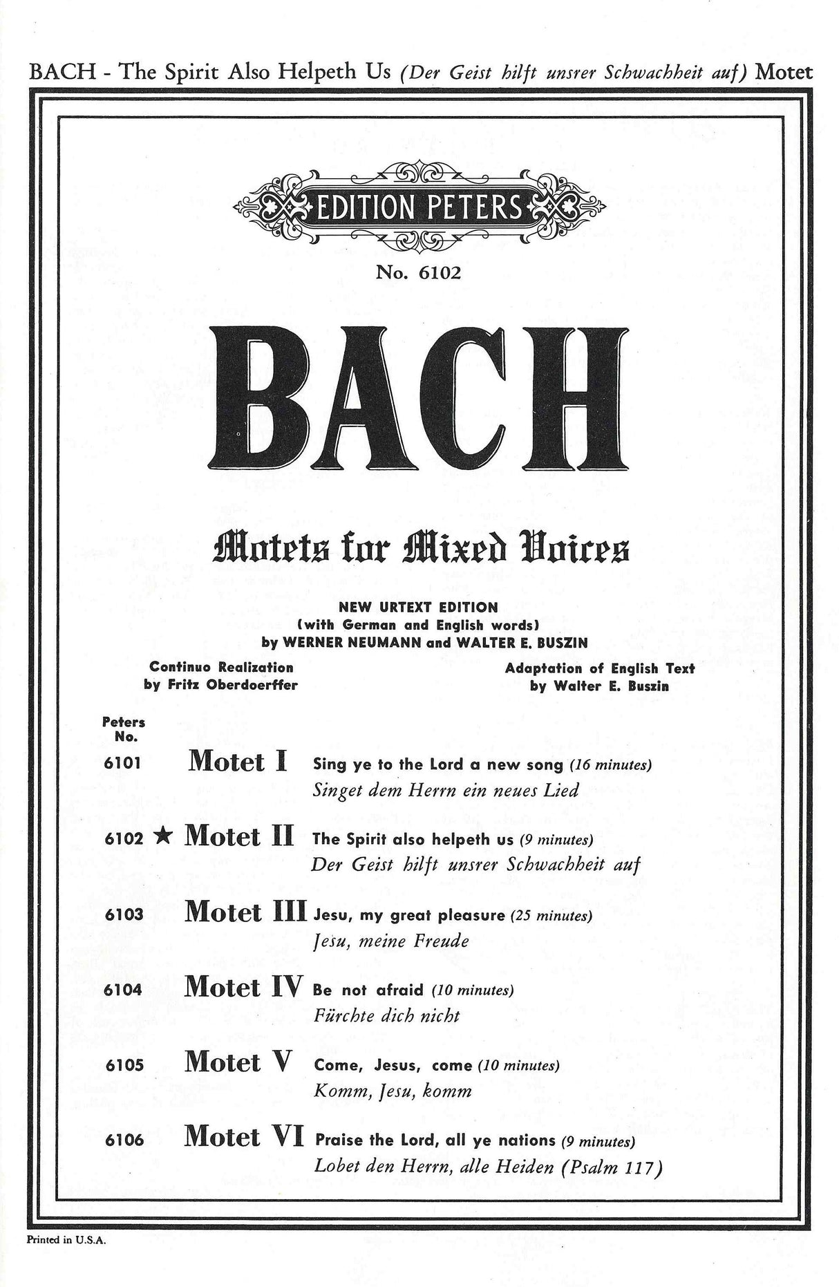 Bach: Motet II BWV 226 (The Spirit also helpeth us)