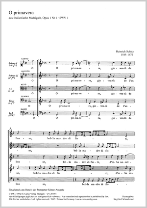Schütz: O primavera (O spring, youth of the year), SWV 1