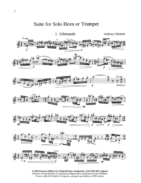 Halstead: Suite for Solo Horn Or Trumpet