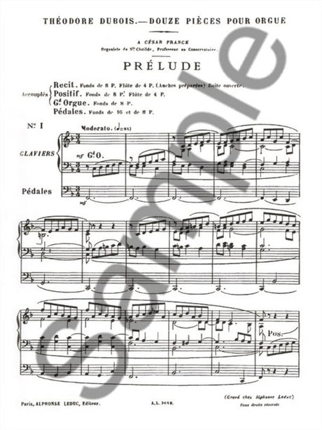 Dubois: Douze Pièces Pour Orgue