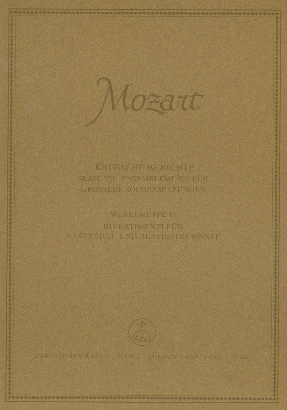 Mozart: Divertimenti for 5-7 String and Wind Instruments